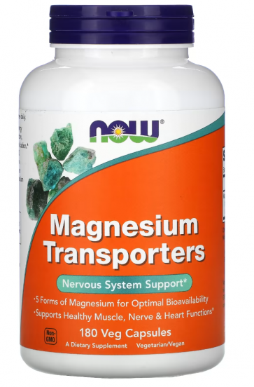 Magnesium Transporters, 180 Veg Capsules Now foods