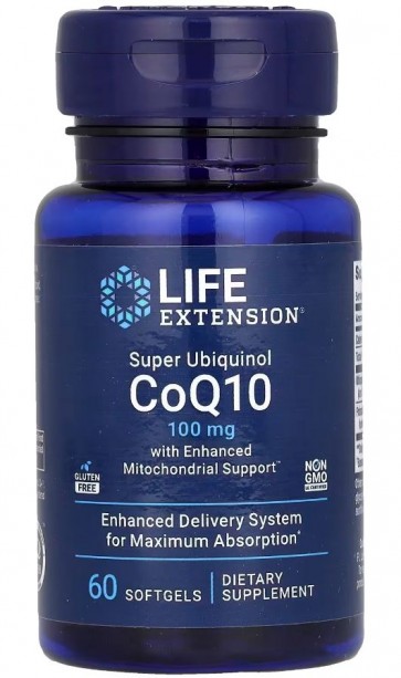 Super Ubiquinol CoQ10 with Enhanced Mitochondrial Support 100mg 60s Life Extension