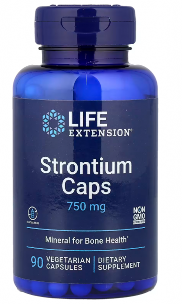 Strontium Caps 750 mg, 90 vegetarian capsules Life Extension