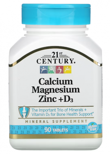 Calcium Magnesium Zinc + D3, 90 Tablets 21st Century