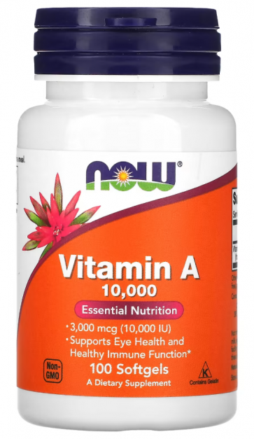 Vitamin A, 3,000 mcg (10,000 IU), 100 Softgels Now foods