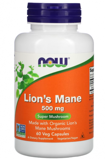 Lion's Mane, 500 mg, 60 Veg Capsules Now foods