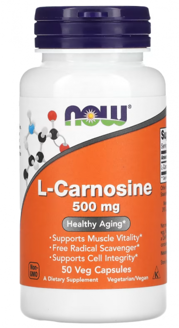 L-Carnosine, 500 mg, 50 Veg Capsules Now foods