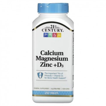 Calcium Magnesium Zinc + D3, 250 Tablets