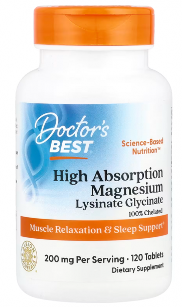 High Absorption Magnesium, 200 mg, 120 Tablets, (100 mg per Tablet) Doctors Best