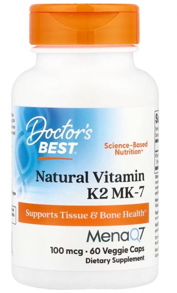 Doctor's Best, Natural Vitamin K2 MK-7, 100 mcg, 60 Veggie Caps
