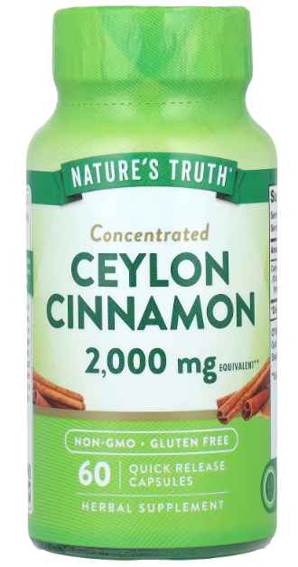 Concentrated Ceylon Cinnamon, 2,000 mg, 60 Quick Release Capsules Nature's Truth