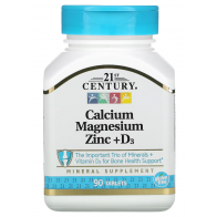 Calcium Magnesium Zinc + D3, 90 Tablets 21st Century